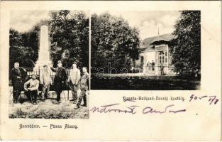 1905 Füzesabony, Honvéd sír, Pusztaszikszói érseki kastély + KASSA - BUDAPEST 9 A vasúti mozgóposta bélyegző (EK)