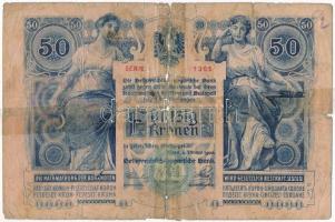 1902. 50K "1365 76263" T:V ragasztott, fo.
Hungary 1902. 50 Korona "1365 76263"...