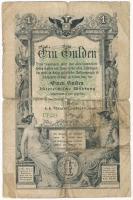 1866. 1G STN vízjeles papíron, IT20 sorszámmal T:III- ly. Austrian Empire 1866. 1 Gulden on STN watermark paper, IT20 serial C:VG holes Adamo G97