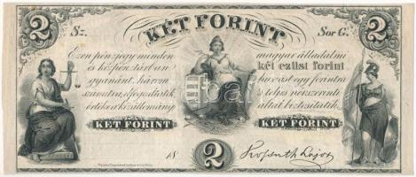 1852. 2Ft Kossuth bankó G kitöltetlen T:II Hungary 1852. 2 Forint C without date and serial number C:XF  Adamo G123