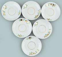 1983 Szovjet 6 személyes porcelán teáskészlet, kézzel festett, kopott