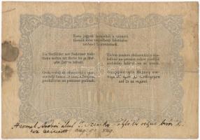 1848. 100Ft "Kossuth bankó" hátoldalán fekete tintával és augusztus 9-i dátummal írt adomá...