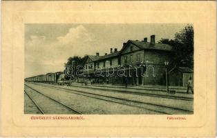 1911 Sárbogárd, Pályaudvar, vasútállomás, gőzmozdony, vonat. W.L. Bp. 6113. (EK)