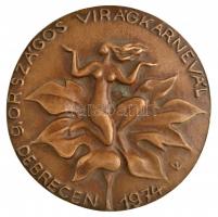1974. 9. országos virágkarnevál - Debrecen egyoldalas, öntött bronz plakett, hátoldalán gravírozva. Szign.: R (89mm) T:2