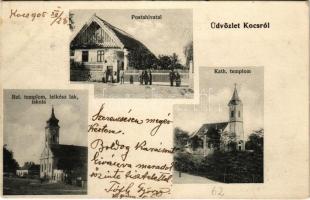 1905 Kocs, Postahivatal, csendőr, Római katolikus templom, Református templom, lelkészlak, iskola. Rembrandt fényirda (EK)