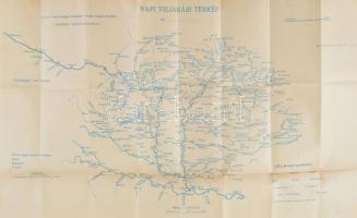 cca 1940 Magyarország vízrajzi térképe 75x42 cm hátulján kimutatással. napi vízrajz állással