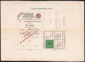 1941 Magyarországi Mutatványosok és Érdektársaik Egyesülete felhívás és tagsági igazolvány minta