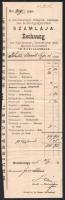1885 Marillavölgyi (Erdély) gyógyintézet kitöltött számlája, hátoldalt kézzel írt recepttel, hajtva, jó állapotban