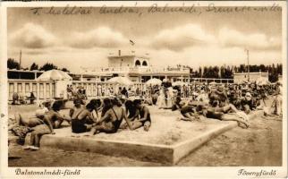 1934 Balatonalmádi, Fövenyfürdő, napozás
