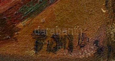 Olvashatatlan jelzéssel: Csendélet. Olaj, vászon. Dekoratív, kissé sérült fa keretben. 35x40 cm