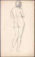 Mattyasovszky-Zsolnay László (1885-1935), kétoldalas mű: Álló női hátakt, ülő női akt. Ceruza, papír. Mindkét oldalon hagyatéki pecséttel. 33,5x20,5 cm