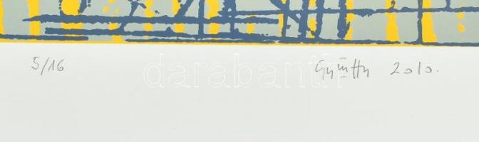 Győrffy Sándor (1951-): Völgyhullámok No. 1., 2013. Szitanyomat, papír, jelzett, számozott: 5/16. 60...