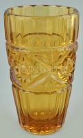 Borostyán üveg váza- Formába öntött, hibátlan. 21 cm