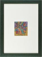 Csepeli Németh Miklós (1934-2012): Színes kép. Akvarell, papír, jelzett, üvegezett fa keretben, 10×9 cm