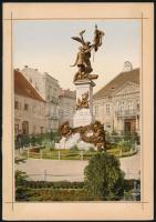 cca 1890 Budapest, Dísz tér, Honvéd-szobor, feliratozott, színezett fotókróm nyomat, kiadja: Calderoni és Társa, 16,3×11,6 cm