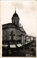 Arad, Római katolikus templom, villamos, Serilana J.A. üzlete / Biserica rom. cat. / church, street, trams, shops. photo