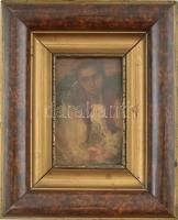 Jelzés nélkül: Portré. Vegye technika, papír, sérült. Üvegezett, kissé kopott fa keretben. 55,5×78 c...