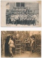 2 db RÉGI első világháborús osztrák-magyar katonai fotó, fedezéképítés / 2 pre-1945 WWI K.u.k. military photos: trench building
