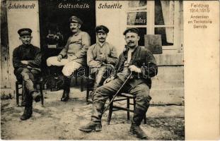 Feldzug 1914/1915 Andanken an Tankstelle Semide: Schönhardt, Gottschalk, Schaettle, Paulus