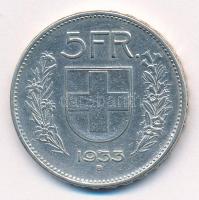 Svájc 1933B 5Fr Ag T:2,2- Switzerland 1933B 5 Francs Ag C:XF,VF Krause KM#40