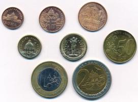 Vatikán 2000. 50c + 1E + 2E + 5xklf értékjelzés és évszám nélküli emlékérem az 1c, 2c, 5c, 10c és 20c névértékű Euro érmékhez hasonló kivitelben T:1,1-