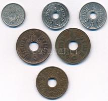 Thaiföld 6db-os érme tétel T:2 Thailand 6pcs of coins lot C:XF