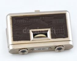 Szovjet retró színházi látcső, bőr tokban, 8x13cm