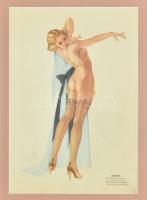 1941 Alberto Vargas (1896-1982): Pin-up girl az Esquire amerikai magazinból, márciusi naptár lap. Ofszet nyomat, papír. Varoa Esq. jelzéssel. Lap alsó fele kissé foltos. Üvegezett fa keretben, 34×22,5 cm