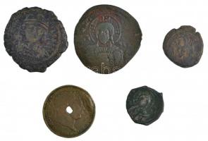 Vegyes 5db-os bizánci és angol érme tétel T:3 egyiken ly. Mixed 5pcs of Byzantine and English coins lot C:F one with hole