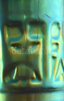 Zsolnay eozin mázas pohár,(Kovács István terv.), jelzett, hajszálrepedéssel, a repedés mentén egésze...