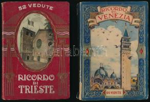 cca 1900 össz. 4 db leporelló: Velence, Trieszt, Nápoly, Pompeji, kopott, helyenként sérült vászonkö...