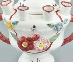 Szatmáry Sarolta: Jardiner, múzeumi másolat, színes mázakkal festett kerámia, jelzett. m:17cm