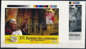 2010/39. XVI. Benedek pápa Londonban. cromalin emlékív pár, hátoldalon szingóval