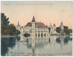 1905 Budapest XIV. Városliget, M. kir. mezőgazdasági múzeum, Vajdahunyad vára. Taussig Arthur 5639. Kihajtható képeslap / folding postcard (fl)