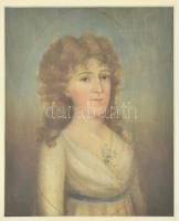 Ismeretlen XVIII-XIX. sz magyar festő. Házaspár portréja. Két db. Olaj, vászon, jelzés nélkül. Dublí...