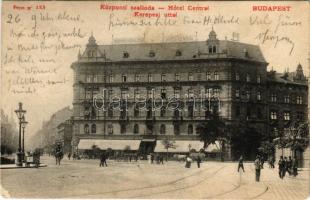 1904 Budapest VIII. Hotel Központi szálloda és kávéház, villamos (EB)