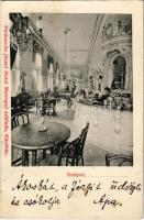1908 Budapest VII. Petanovits József Hotel Metropol szálloda és kávéház, belső, biliárdasztalok, pincérek és vendégek. Biró Pál fényk. Rákóczi út 58. (EK)