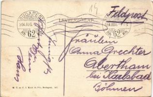 1914 Budapest VIII. Múzeum körút, Nemzeti Múzeum, csendőr, villamos. M.T. és F.I. Koch és Pór kiadás...