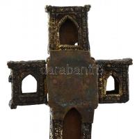 Feszület, óraszerkezettel L'Epine Paris jelzett kulcsos óra szerkezettel Réz feszület, sérült f...