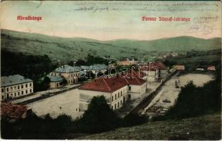 1909 Abrudbánya, Abrud; Ferenc József laktanya. Molnár Árpád kiadása / K.u.K. military barracks (szakadás / tear)