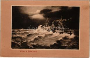 Balaton, vihar a Balatonon, Baross gőzhajó (EK)