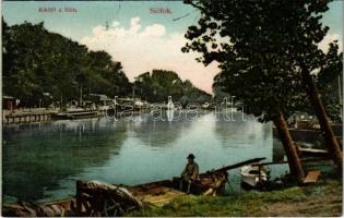 1909 Siófok, kikötő a Sión, gőzhajók (EK)