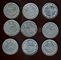 Cári Oroszország 1901-16. 10k Ag (9x) T:2,3