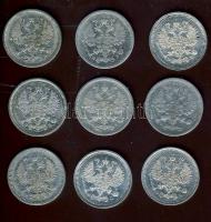 Cári Oroszország 1901-16. 10k Ag (9x) T:2,3