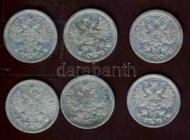 Cári Oroszország 1873-1907. 15k Ag (6x) T:3