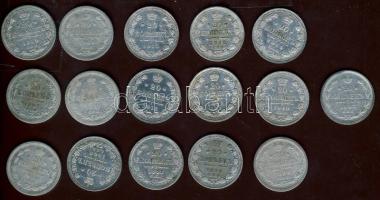 Cári Oroszország 1869-1915. 20k Ag (16x) T:2/3,3