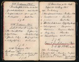 cca 1900-1924 Lazaristák misszióstársaságának vagy egy tagjának könyvecskéje, sok érdekes bejegyzéss...