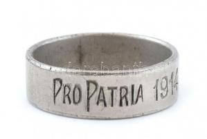 I. Világháborús Aranyat vasért! acél gyűrű, rozsdás, kopott, Pro patria 1914 felirattal.