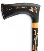 Dunaszerdahely faragott túrabot réz véggel. 89 cm