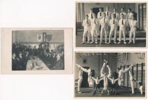 1925-1927 Szolnok, tornászok, tornagyakorlat. Ináncsi J. - 3 db régi fotó